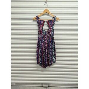 Roxy Y2K Boho Chic Size Medium Prism Colorful Open Back Mini Dress